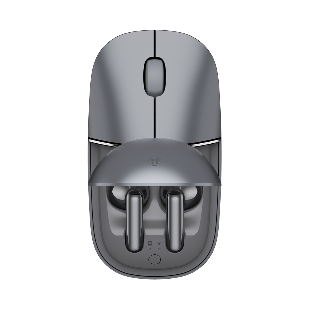 Top view of the mouse with earbuds docked